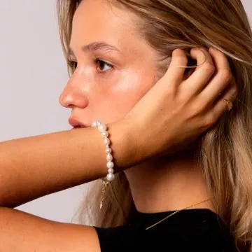 IX Studios Armbånd til Herre, Dame udført i 925 Sterling Sølv i en flot Guld, Hvid farve