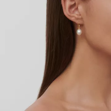 Julie Sandlau Øreringe til Dame udført i 925 Sterling Sølv i en flot Guld, Hvid farve