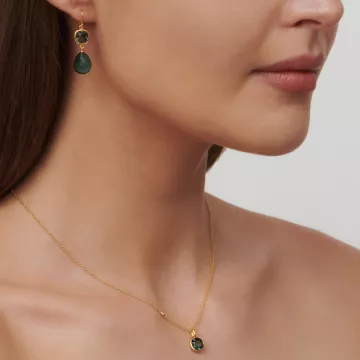 Julie Sandlau Vedhæng til Dame udført i 925 Sterling Sølv i en flot Guld, Grøn farve