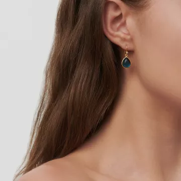 Julie Sandlau Øreringe til Dame udført i 925 Sterling Sølv i en flot Blå, Guld farve