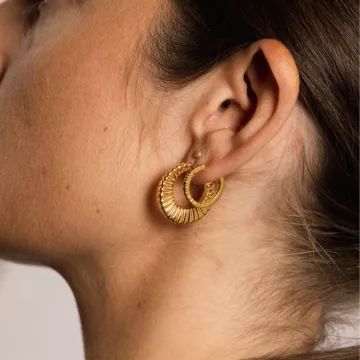 IX Studios Øreringe til Herre, Dame udført i 925 Sterling Sølv i en flot Guld farve