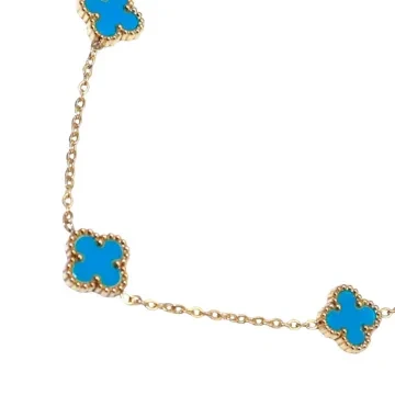 SKØR Halskæde til Herre, Dame udført i Rustfrit stål i en flot Blå, Guld farve