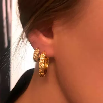 Maanesten Øreringe til Dame udført i 925 Sterling Sølv i en flot Guld farve