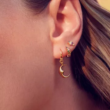 Maanesten Øreringe til Dame udført i 925 Sterling Sølv i en flot Guld farve