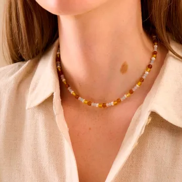 Pernille Corydon Halskæde til Dame udført i 925 Sterling Sølv i en flot Brun, Guld farve