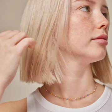 Enamel Halskæde til Dame udført i 925 Sterling Sølv i en flot Guld, Multi farve