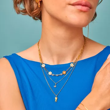 Enamel Halskæde til Dame udført i 925 Sterling Sølv i en flot Guld farve