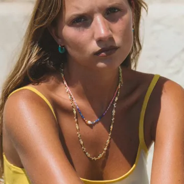 ANNI LU Øreringe til Dame udført i Messing, Guld i en flot Blå farve