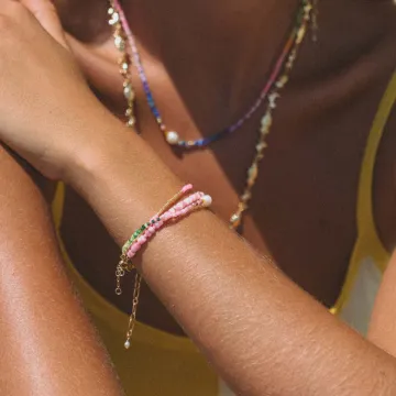 ANNI LU Armbånd til Dame udført i Messing, Glas, Guld i en flot Multi farve