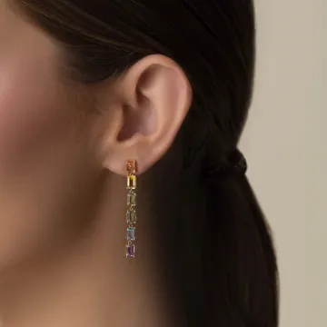 Suzanne Kalan Øreringe til Dame udført i Guld i en flot Guld, Multi farve