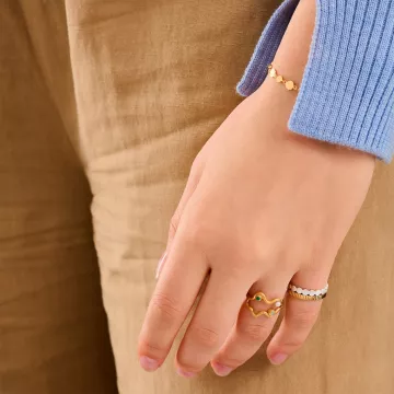 Pernille Corydon Ring til Dame udført i 925 Sterling Sølv i en flot Guld, Multi farve