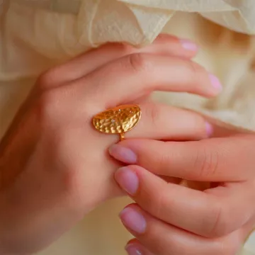 Enamel Ring til Dame udført i 925 Sterling Sølv i en flot Guld farve