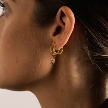 IX Studios Øreringe til Herre, Dame udført i 925 Sterling Sølv i en flot Guld farve