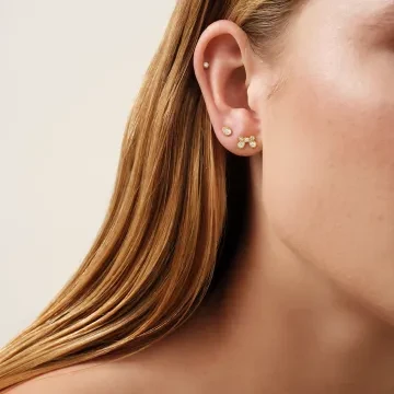 Julie Sandlau Øreringe til Dame udført i 925 Sterling Sølv, Guld, Sten i en flot Guld, Hvid farve