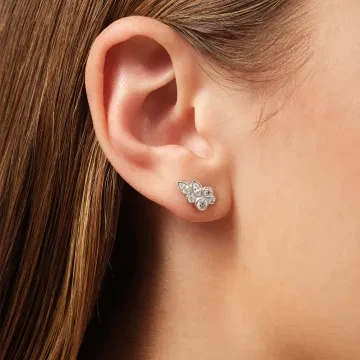 Julie Sandlau Øreringe til Dame udført i 925 Sterling Sølv, Sten i en flot Sølv, Hvid farve