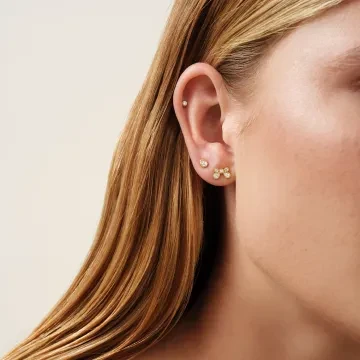 Julie Sandlau Øreringe til Dame udført i 925 Sterling Sølv, Guld, Sten i en flot Guld, Hvid farve