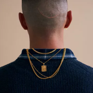 IX Studios Halskæde til Herre, Dame udført i 925 Sterling Sølv i en flot Guld farve