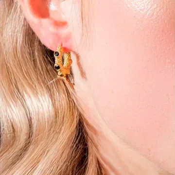 House of Vincent Øreringe til Dame udført i 925 Sterling Sølv i en flot Sort, Guld farve