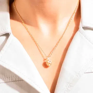 House of Vincent Halskæde til Dame udført i 925 Sterling Sølv i en flot Guld, Hvid farve