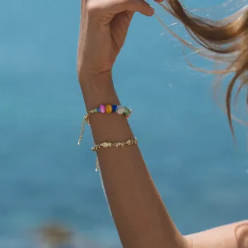 ANNI LU Armbånd til Dame udført i Messing, Glas, Guld i en flot Guld farve