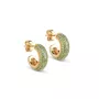 Enamel Mini Sparkling Luna Hoops Øreringe 18 kt. Forgyldt Sølv E285G-Green CZ